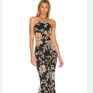 Katie May Black and Cream Floral Maxi Dress